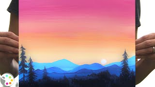 Acrylic Painting Tutorial for Beginners  Easy Sunset Landscape Painting [upl. by Nelsen]