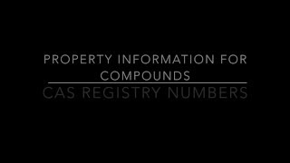 CAS Registry Number Tutorial [upl. by Allenaj]