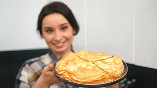 ПРОЩЕ рецепта не найдете САМЫЕ ТОНКИЕ вкусные блинчики на Масленицу Блины на молоке и воде [upl. by Oiluig]