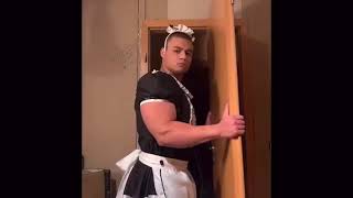 Muscular guy dressed up in maid outfit [upl. by Peck]