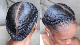 Slick Two Braids amp Tuck Protective Style Type 4 Natural Hair [upl. by Enirhtak]