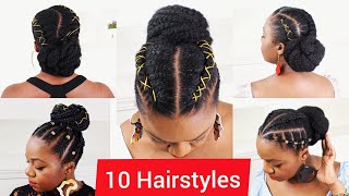 PROTECTIVE HAIRSTYLES FOR NATURAL HAIR  AWKWARD LENGTH MEDIUM TO LONG HAIR COMPILATION  CORNROWS [upl. by Eeliak160]