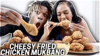 CHEESY FRIED CHICKEN MUKBANG [upl. by Dulcine]