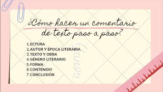 COMENTARIO TEXTUAL PASO A PASO [upl. by Arnold]