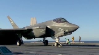 F35C Lightning II Catapult Launch On Aircraft Carrier USS Nimitz [upl. by Maurice]