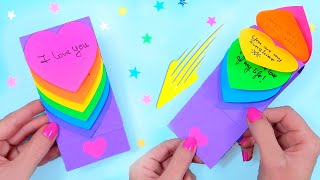 DIY HEART WATERFALL CARD  Easy Paper Crafts [upl. by Beaner]