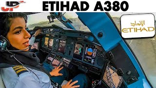 ETIHAD AIRBUS A380 Takeoff Abu Dhabi  Flight Deck GoPro View [upl. by Zoarah]