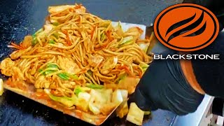 HOW TO MAKE AMAZING CHICKEN LO MEIN ON THE BLACKSTONE GRIDDLE  EASY ASIAN DISH RECIPE [upl. by Asi]