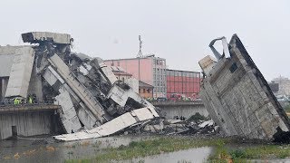 At least 20 dead as bridge collapses in Genoa Italy [upl. by Euk]