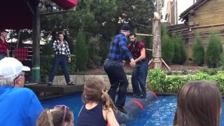 Epcot Canadian Lumberjack log rolling competition [upl. by Atsylac836]