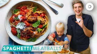 RECIPE Speedy Spaghetti amp Meatballs Cooking with my son NOAH [upl. by Araeic]