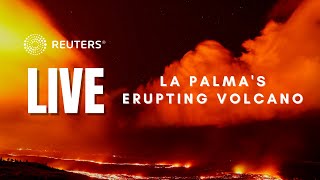 LIVE La Palmas erupting volcano [upl. by Akinod]