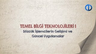 TEMEL BİLGİ TEKNOLOJİLERİ I  Ünite 2 Konu Anlatımı 1 [upl. by Attikin]