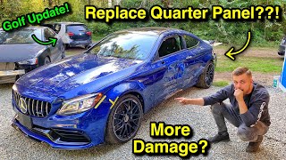 Rebuilding a WRECKED 2019 Mercedes C63AMG From COPART Part 2 Golf R Gets PRIMER 1000 GIVEAWAY [upl. by Carole621]