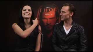 Jaimie Alexander And Tom Hiddleston Talk Thor [upl. by Ayhdiv]