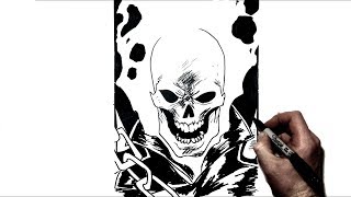 How to Draw Ghost Rider  Step by Step  Marvel [upl. by Benjamen89]