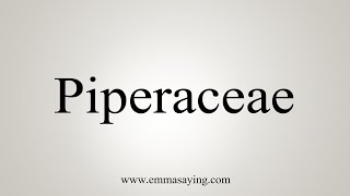 How To Say Piperaceae [upl. by Onairot179]