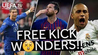 RONALDO MESSI ROBERTO CARLOS UCL FREE KICK STUNNERS [upl. by Acenom]