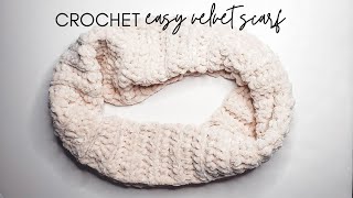 How to Crochet EASY Velvet Scarf Crochet Infinity Scarf [upl. by Glenn]