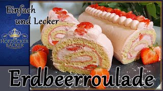 🍓 ErdbeerSahneBiskuitrolle 🍓  Super saftig und einfach LECKER  Der Hofzuckerbäcker [upl. by Larred58]